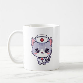 Cute Kawaii Nurse Cat Art Coffee Mug