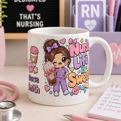 Cute Kawaii Nurse Life is Sweet Giant Coffee Mug