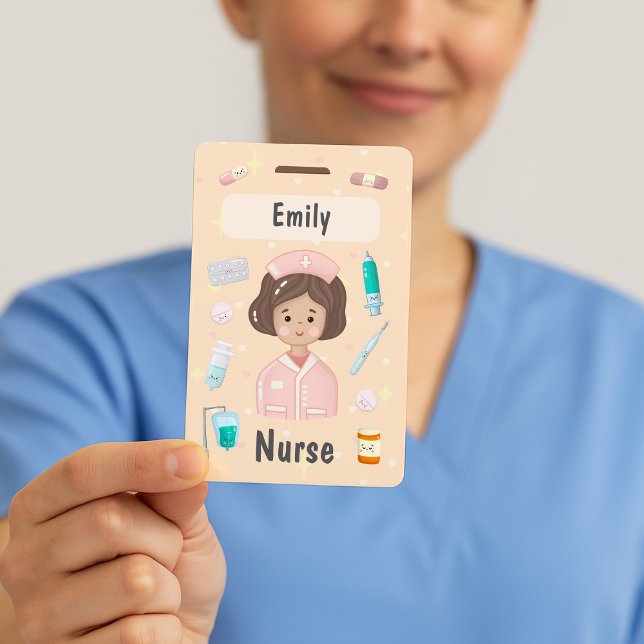 Cute Kawaii Nurse Name Badge Personalized Medical  (Creator Uploaded)