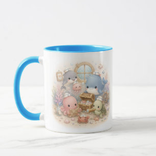 Cute Kawaii Ocean Animals Under the Sea Two-Tone C Mug