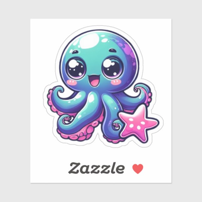 Cute Kawaii Octopus Custom-Cut Vinyl Stickers (Sheet)