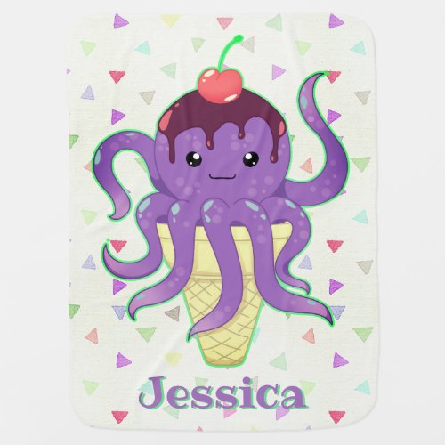 Cute Kawaii Octopus in Icecream Baby Blanket