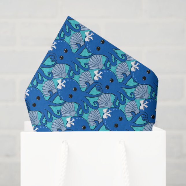 Cute Kawaii Octopus & Seashell Gift Tissue Paper (Gift Bag)