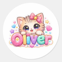 Cute Kawaii Oliver Cat Name Pastel Pink Sparkling 