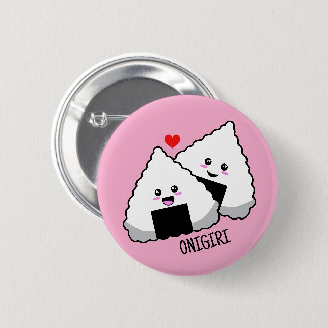 Cute Kawaii Onigiri Japanese Food Button (Front & Back)