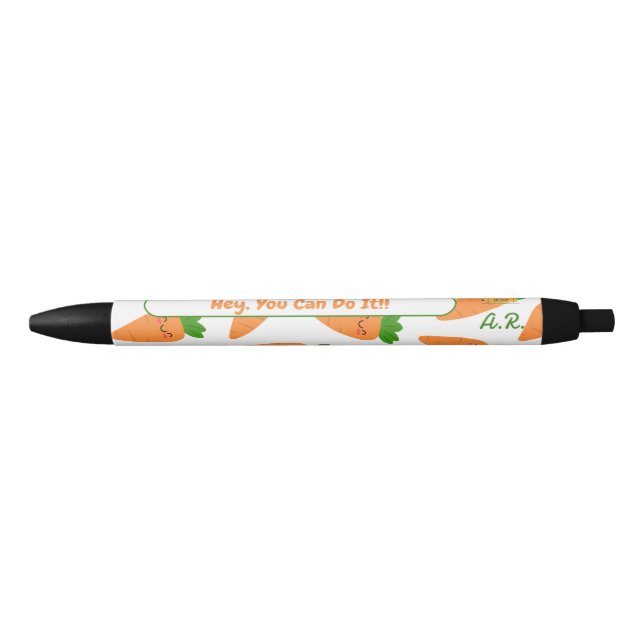 Cute Kawaii Orange Carrots Monogram Initials Pen (Front)