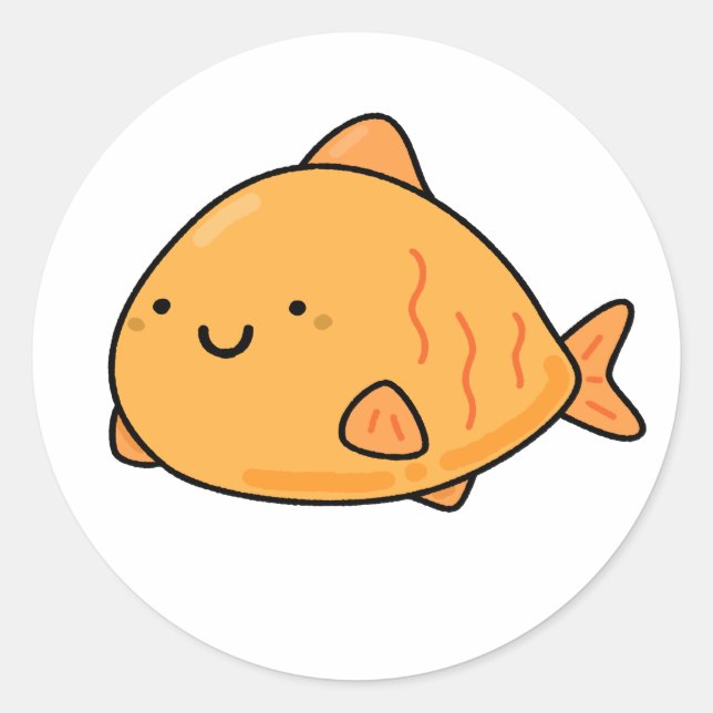 Cute Kawaii Orange Fish Classic Round Sticker (Front)
