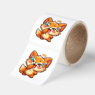 Cute Kawaii Orange Fox Laughing Crying Tears of Jo Square Sticker