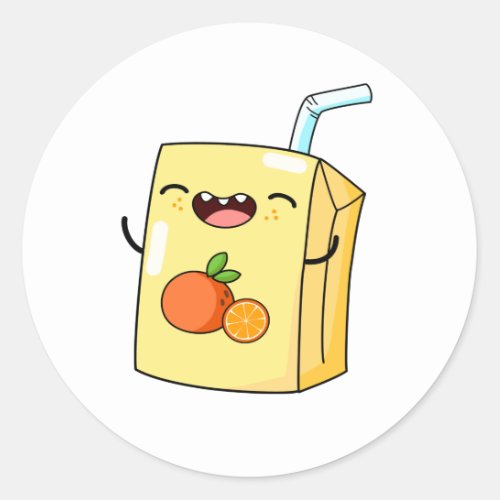 Cute Kawaii Orange Juice Classic Round Sticker