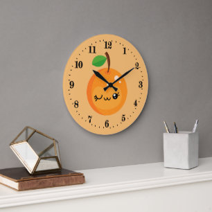 cute Kawaii orange kitchen Large Clock
