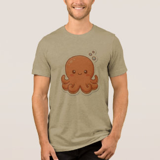 Cute Kawaii Orange Octopus Sticker Design - Adorab Tri-Blend Shirt