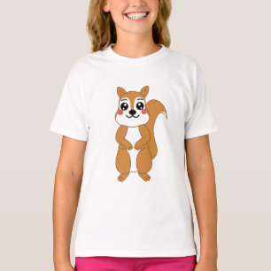 Cute Kawaii Orange Squirrel Illustration T-Shirt