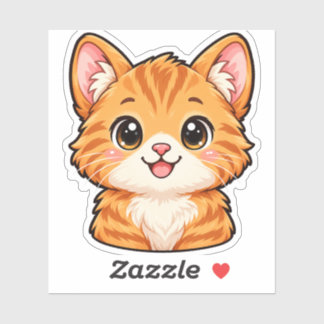 Cute Kawaii Orange Tabby Cat – Adorable Smiling Ki Sticker