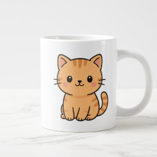 Cute Kawaii Orange Tabby Cat Illustration Giant Coffee Mug