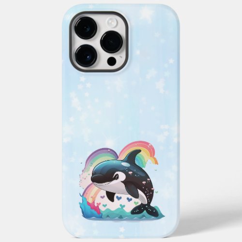 Cute Kawaii Orca Killer Whale Rainbows Butterflies Case_Mate iPhone 14 Pro Max Case
