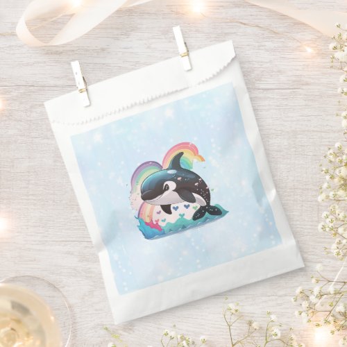 Cute Kawaii Orca Killer Whale Rainbows Butterflies Favor Bag