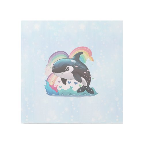 Cute Kawaii Orca Killer Whale Rainbows Butterflies Gallery Wrap