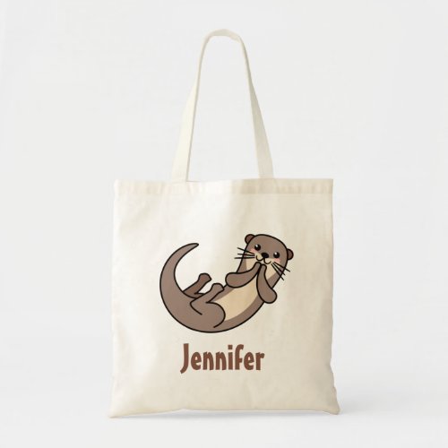 Cute kawaii otter emoji_style tote bag