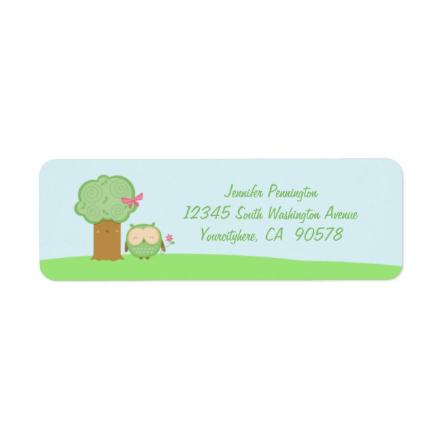 Cute kawaii owl return address envelope labels (Front)