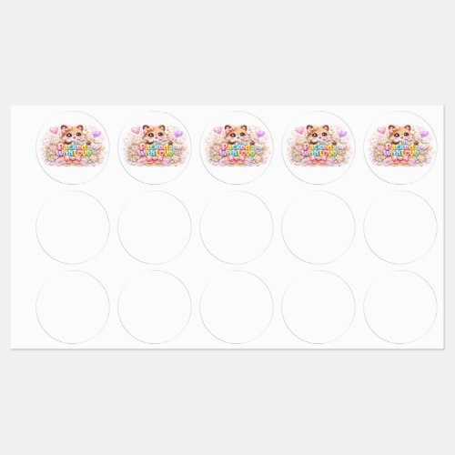 Cute Kawaii Packed With Love Teddy Bear Pastel Pin Labels