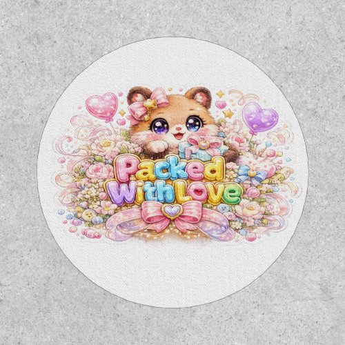 Cute Kawaii Packed With Love Teddy Bear Pastel Pin Patch