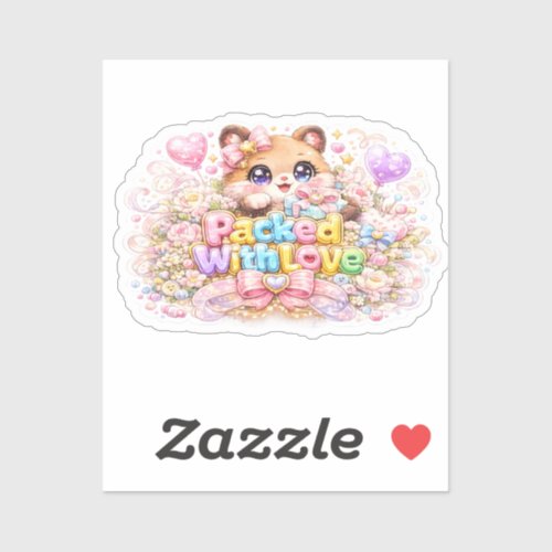 Cute Kawaii Packed With Love Teddy Bear Pastel Pin Sticker