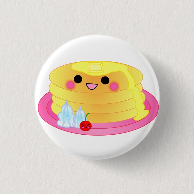 cute kawaii pancake pinback button (Front)