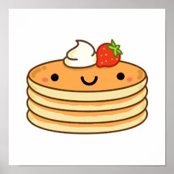 Cute Kawaii Pancakes Poster | Zazzle