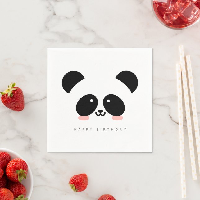 Cute Kawaii Panda Add Your Greeting Napkins (Insitu)