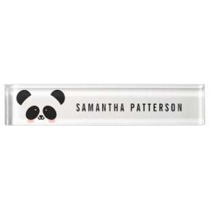 Cute Kawaii Panda   Add Your Name Desk Name Plate