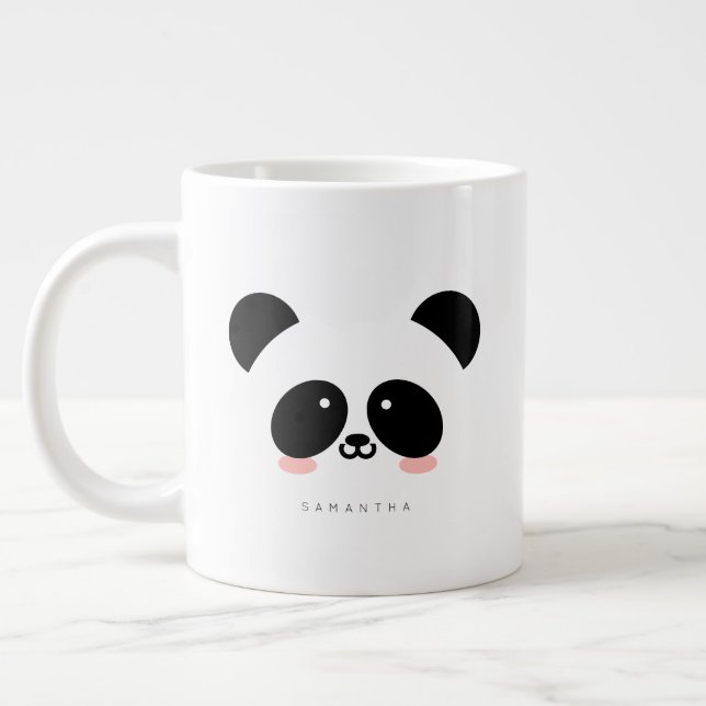 Cute Kawaii Panda | Add Your Name Giant Coffee Mug (Left)