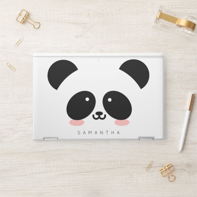 Cute Kawaii Panda | Add Your Name HP Laptop Skin (Desk)