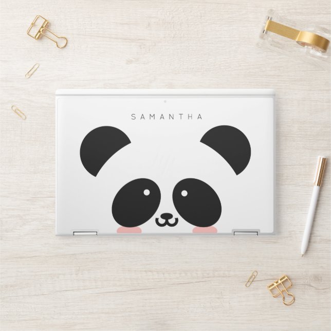 Cute Kawaii Panda | Add Your Name HP Laptop Skin (Desk)