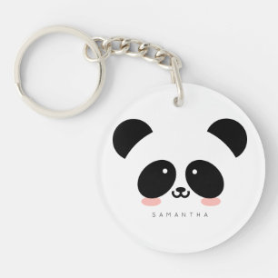 Cute Kawaii Panda Add Your Name Keychain