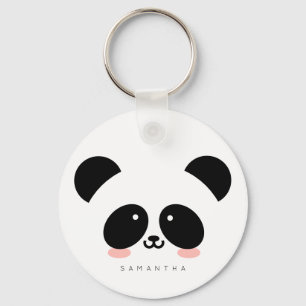Cute Kawaii Panda Add Your Name Keychain