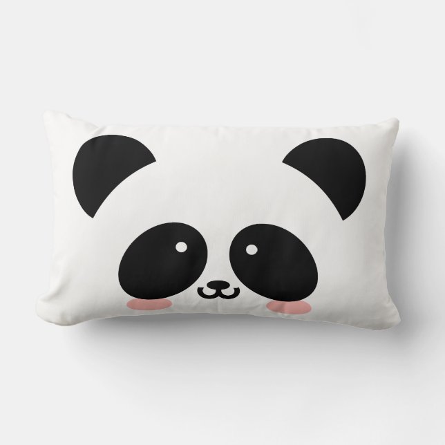 Cute Kawaii Panda | Add Your Name Lumbar Pillow (Front)