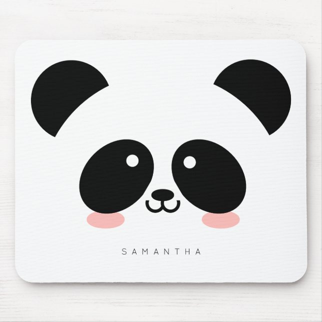 Cute Kawaii Panda | Add Your Name Mouse Pad (Front)