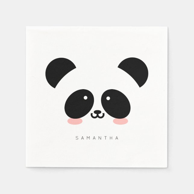 Cute Kawaii Panda | Add Your Name Napkins (Front)