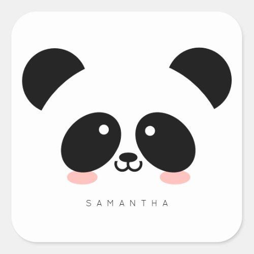 Cute Kawaii Panda  Add Your Name Square Sticker
