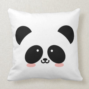 Cute Kawaii Panda Add Your Name Throw Pillow