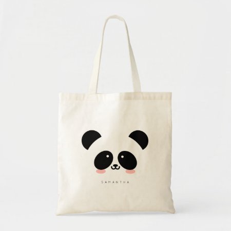 Cute Kawaii Panda | Add Your Name Tote Bag