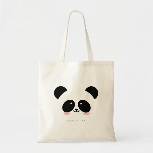 Cute Kawaii Panda  Add Your Name Tote Bag