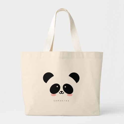 Cute Kawaii Panda  Add Your Name Tote Bag