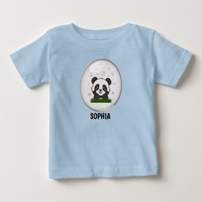 Cute Kawaii Panda Bear Personalized Baby T-Shirt (Front)