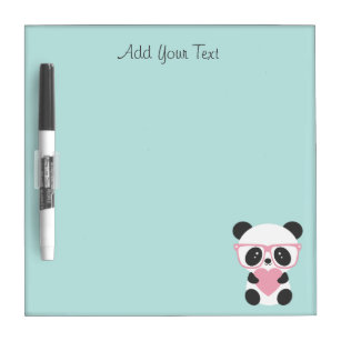 Cute Kawaii Panda Bear Pink Heart   Dry Erase Board