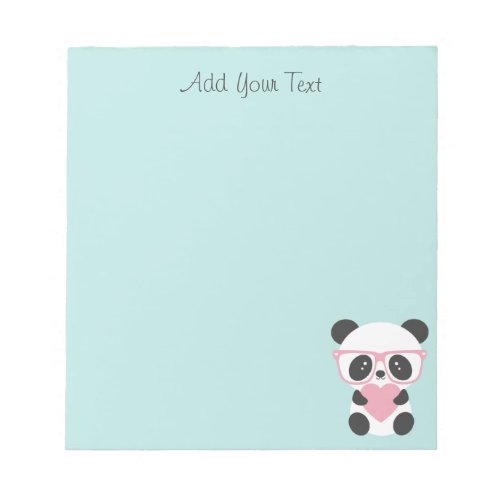 Cute Kawaii Panda Bear Pink Heart  Notepad