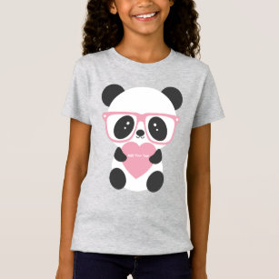 Cute Kawaii Panda Bear Pink Heart T-Shirt