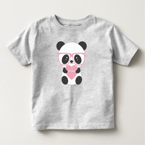 Cute Kawaii Panda Bear Pink Heart Toddler T_shirt