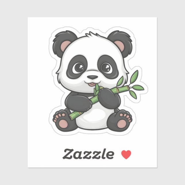 Cute Kawaii Panda Eating Bamboo Animal Lover Sticker (Sheet)