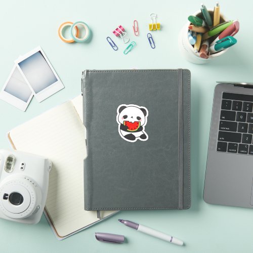 Cute Kawaii Panda Eating Watermelon Sticker